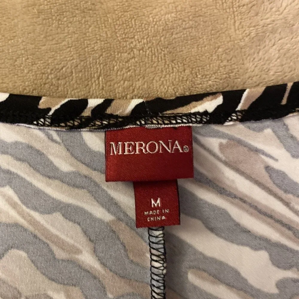 Merona Medium w/Geometric Print Cap Sleeve V-Neck A-Line Knee-Length Dress - EUC